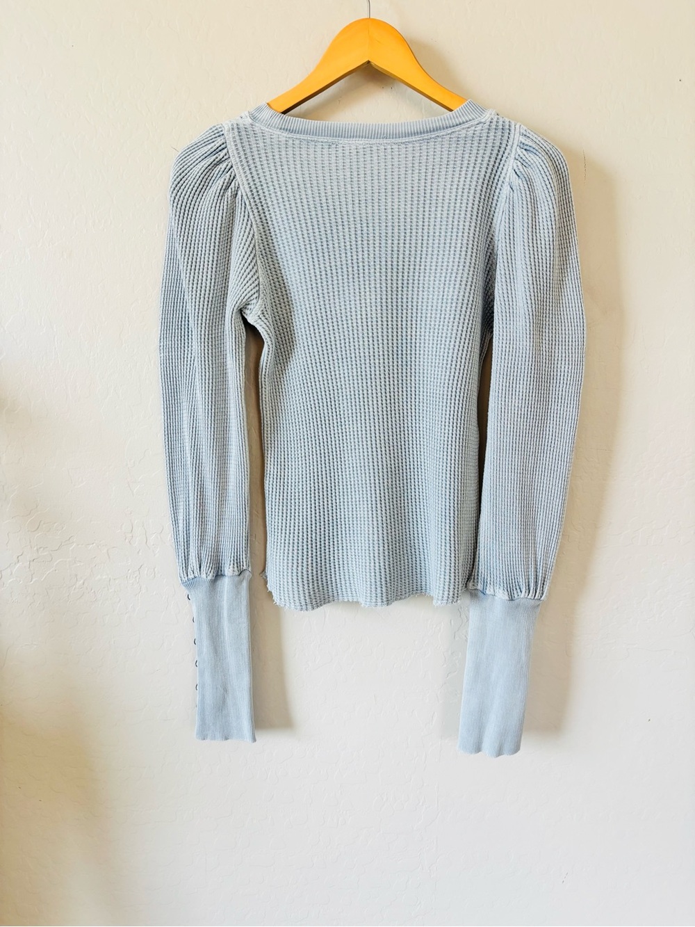 Free People FP One Wesley Thermal Top Long Sleeve Button Scoop Neck Blouse S - Picture 5 of 7